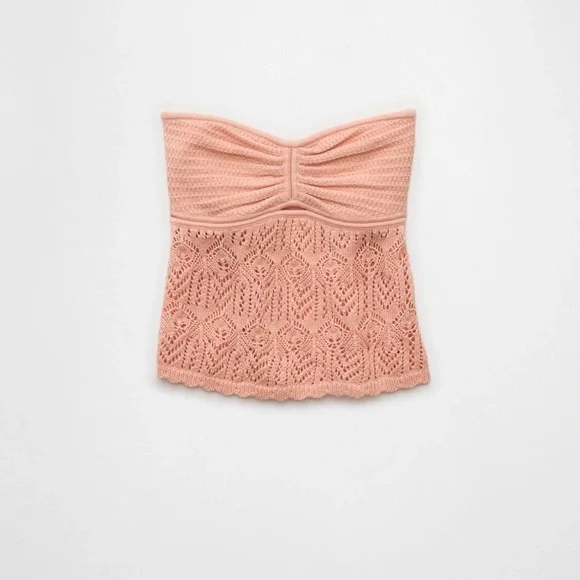 NWOT AE Cropped Crochet Tube Top - Picture 4 of 11